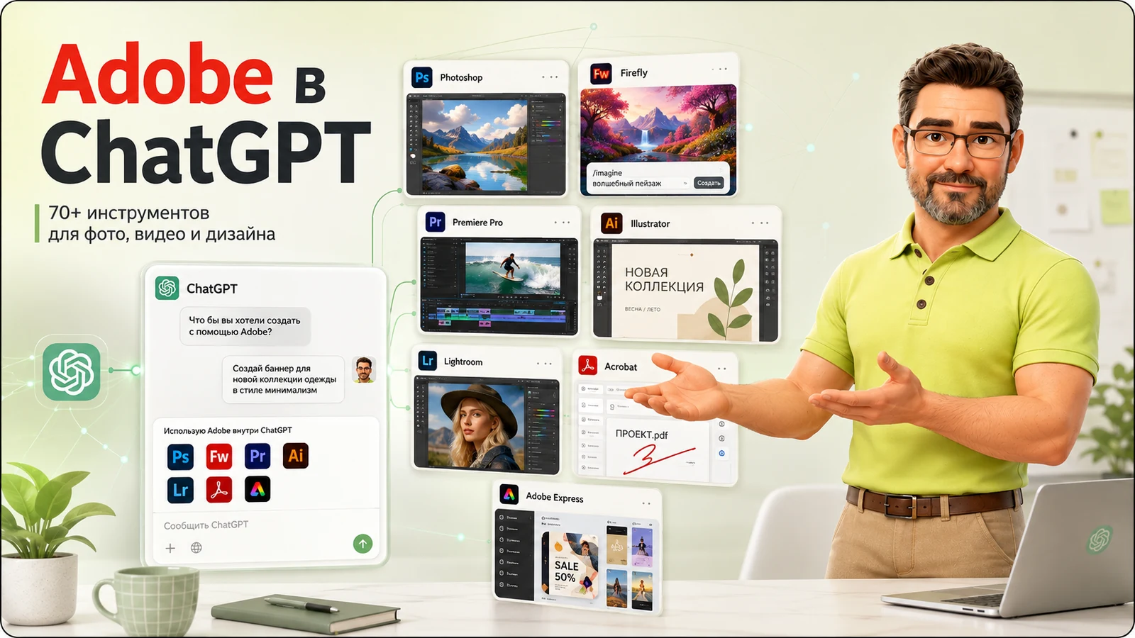 Photoshop, Premiere и Firefly теперь прямо в ChatGPT: что умеет новый Adobe-плагин из 70+ инструментов