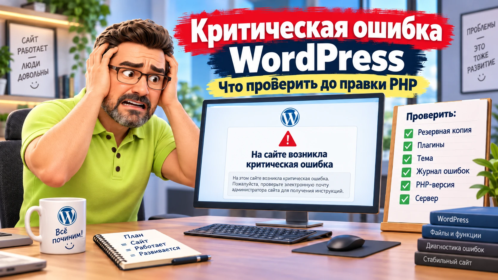 Критическая ошибка WordPress не повод ломать сайт дальше и вот что стоит проверить первым